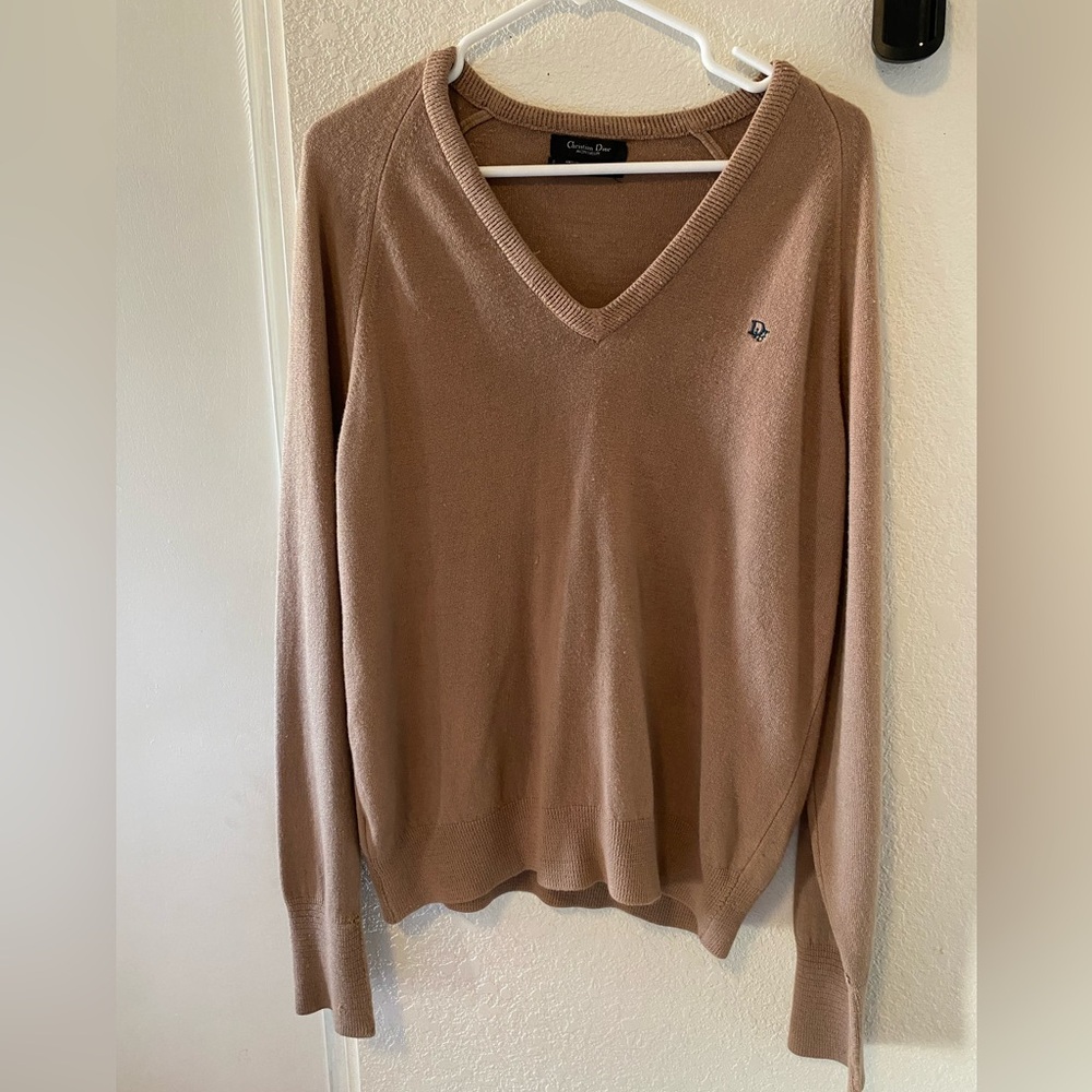 Christian Dior Brown V-Neck Sweater